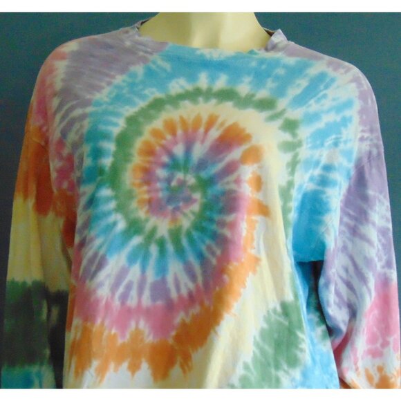 Free People Daydreamer Rainbow Tie Dye Cotton Cropped Long Sleeve Tee Top Sm - Picture 5 of 12
